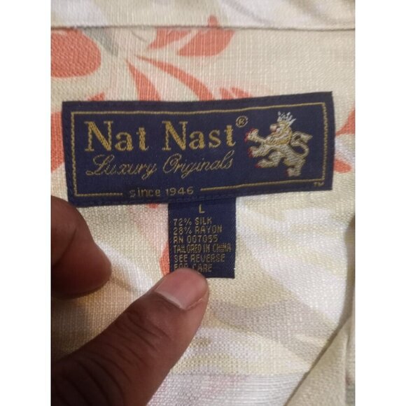 Nat Nast Luxury Originals Men's Shirt Large L Floral Button Up Short Sleeve - Picture 9 of 11